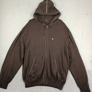 Sean John Zip Up Hoodie Mens 4XB Brown Cotton Knit Y2K Streetwear Sweatshirt 90s